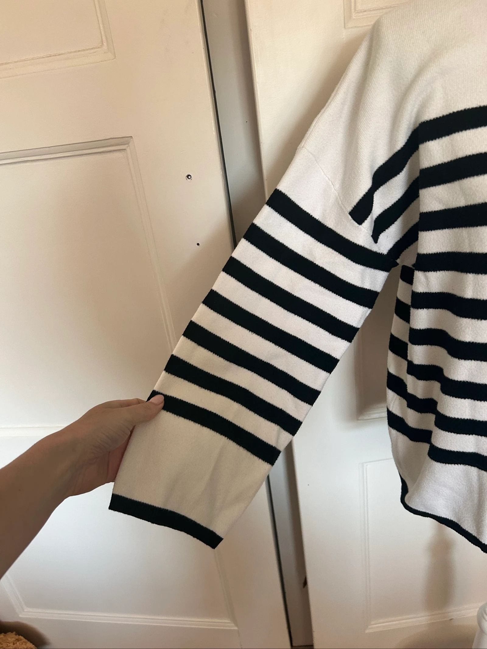 MS Mode Striped Sweater Black White Breton Stripe – Size M – photo 2